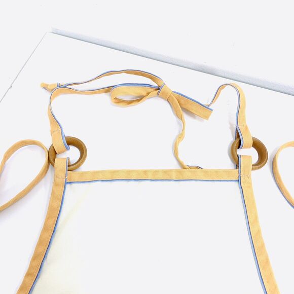 Vintage HEARTLAND DESIGN CUSTOM CLOTH EMBROIDERED Apron Wood Rings Pocket - Picture 6 of 9